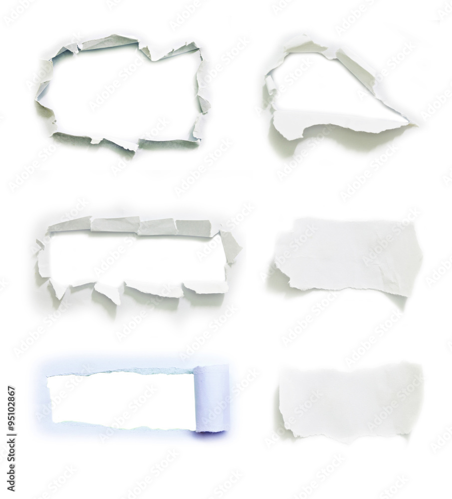 hole in white paper. hole in white paper.