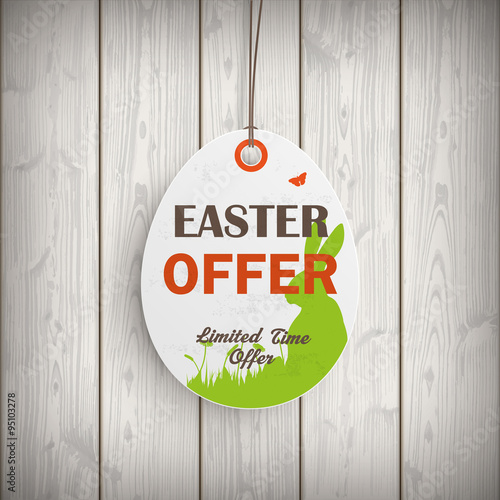 Easter Offer Egg Price Sticker Wooden Wall