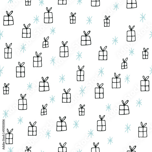 Hand drawn Christmas seamless pattern