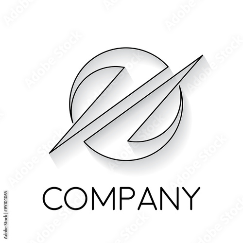 Vector sign abstract Saturn, in linear style