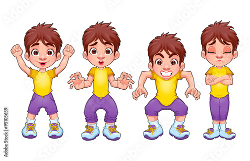 Four poses of the same chil...