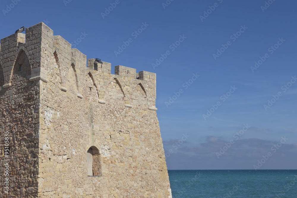 Salento, typical landscape with coastal tower, Apulia, Italy