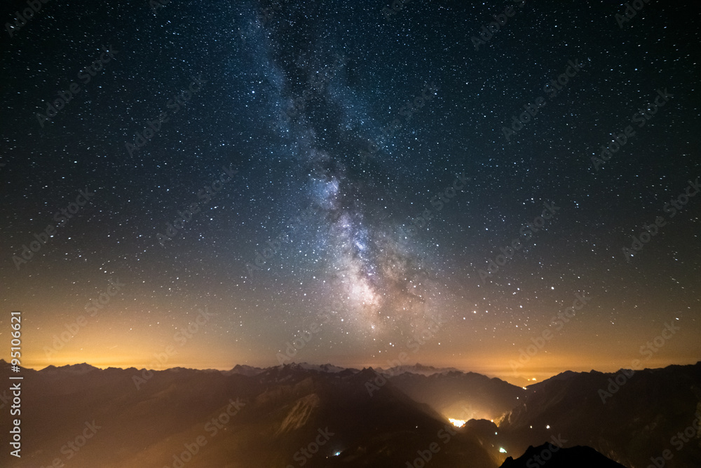 Fototapeta premium The Milky Way viewed from high up in the Alps