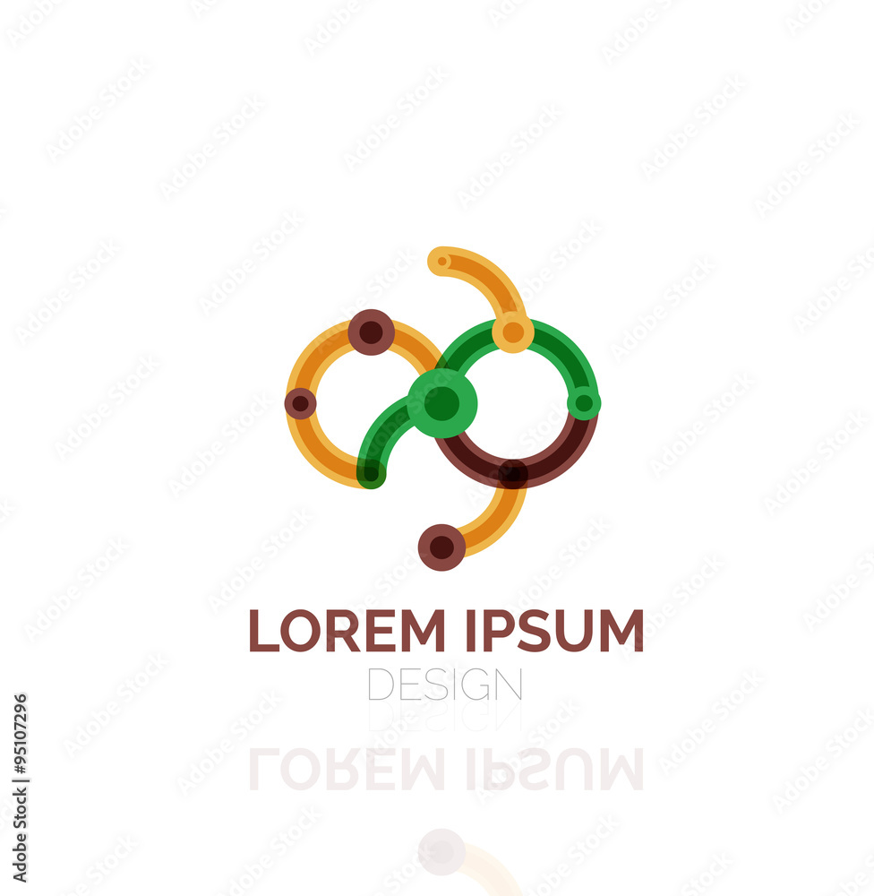 Fototapeta premium Vector swirl and circles outline minimal abstract geometric logo