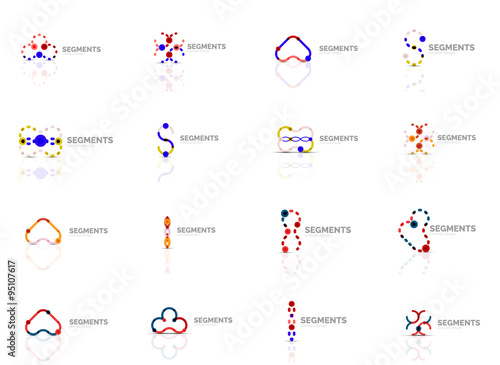 Logo set, outline swirl and circle minimal abstract geometric icons