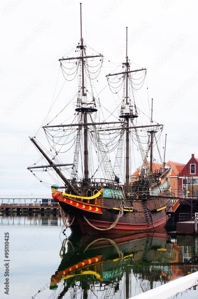 The pirate ship wait for passengers at the dock The pirate ship wait for passengers at the dock