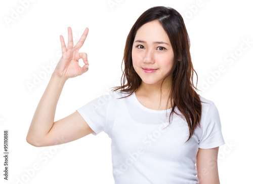 Wallpaper Mural Asian Young Woman with ok sign getsure Torontodigital.ca
