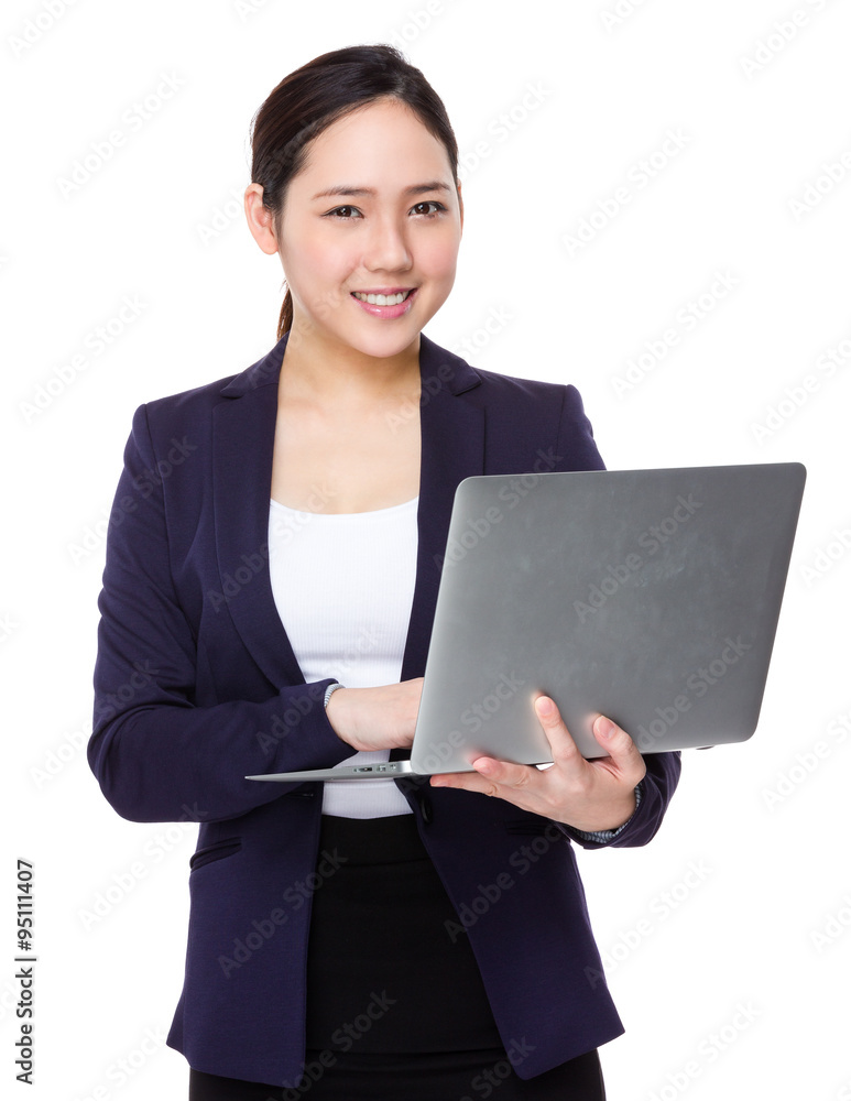 Businesswoman use of the notebook computer Businesswoman use of the notebook computer