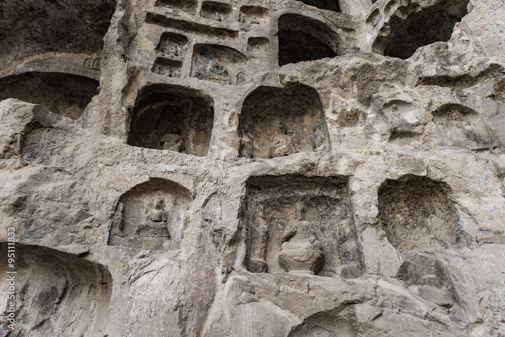 Fototapeta premium Luoyang,China - OCT 23: Longmen grottoes on October 23, 2015.It