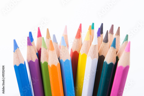 Colour pencils isolated on white background