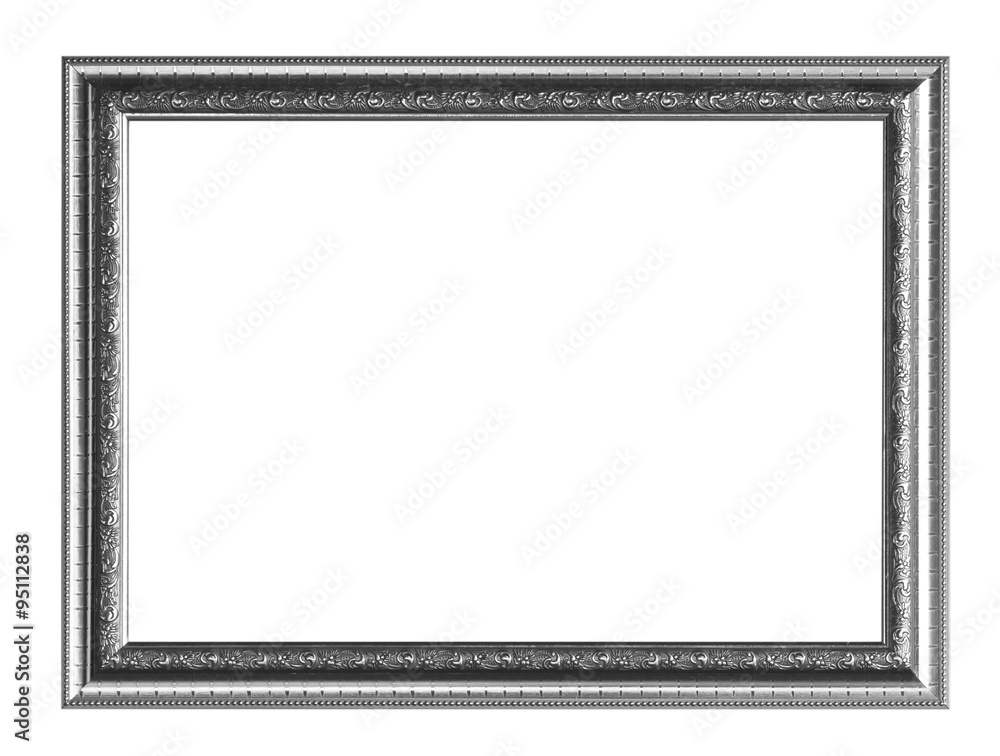 Fototapeta premium Picture frame Black wood frame in white background.