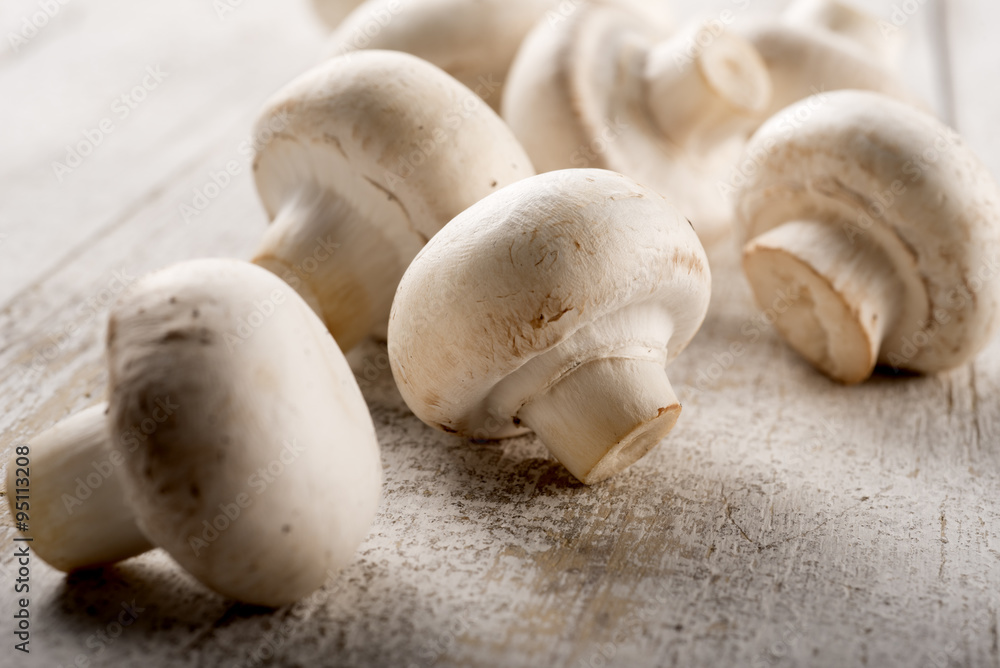 mushrooms on aged table mushrooms on aged table