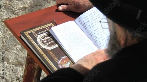 Jerusalem, January 22, 2014: Orthodox hasidic Jew praying at Wailing Wall in Jerusalem, Isreal