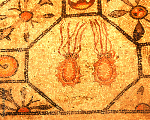 roman mosaic of two octopus