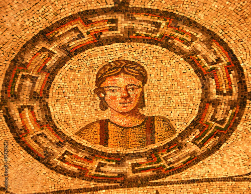 stunning roman mosaic of a young woman