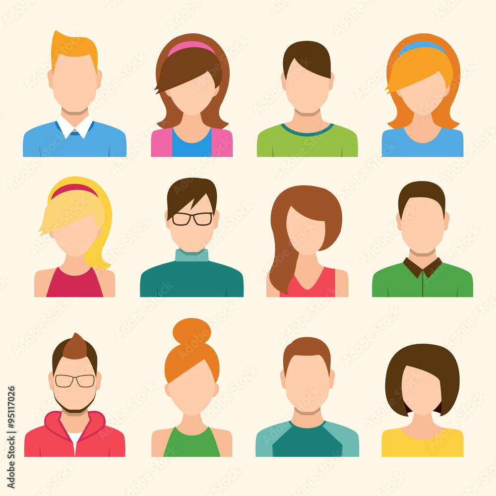 Boys And Girls Icons Set Boys And Girls Icons Set