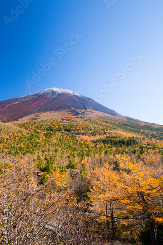 奥庭から見た紅葉の富士山