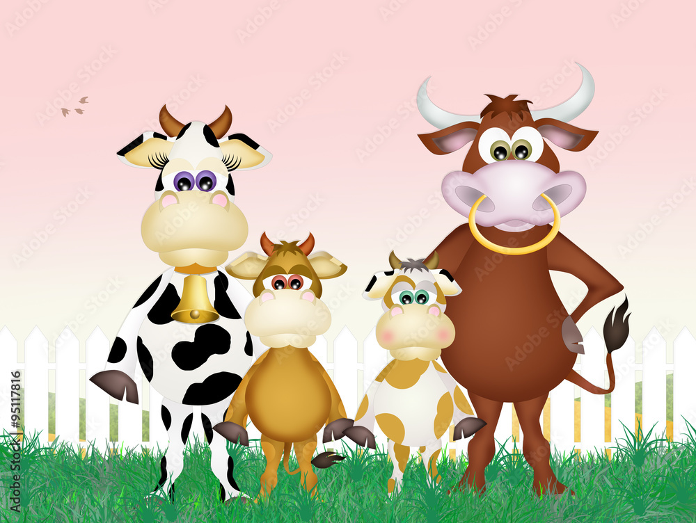 Naklejka premium family of cows