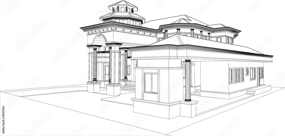 Fototapeta premium sketch design of house,vector