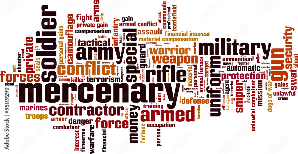 Mercenary word cloud concept. Vector illustration Mercenary word cloud concept. Vector illustration