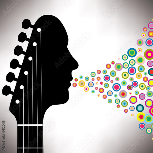 Guitar headstock man with circles