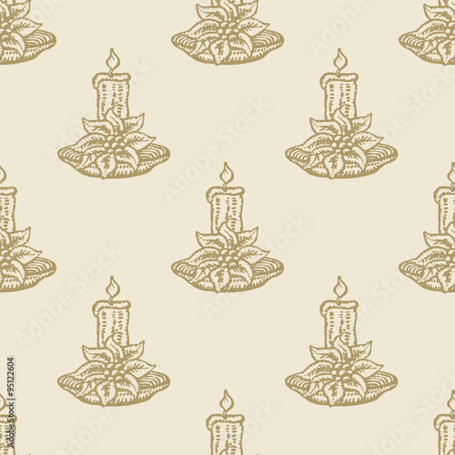 christmas candle flower pattern seamless background