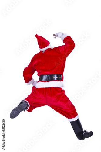 santa jumping with bellflower