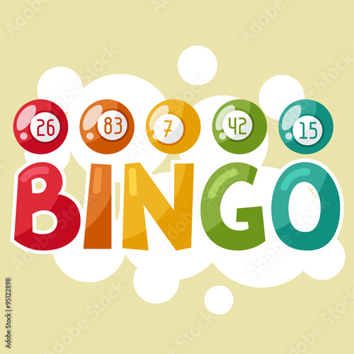 Bingo or lottery retro game illustration with balls
