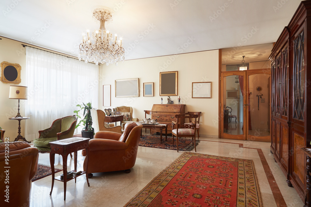 Fototapeta premium Living room, classic interior with antiquities