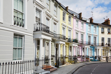 Colorful London houses in Primrose hill, english architecture