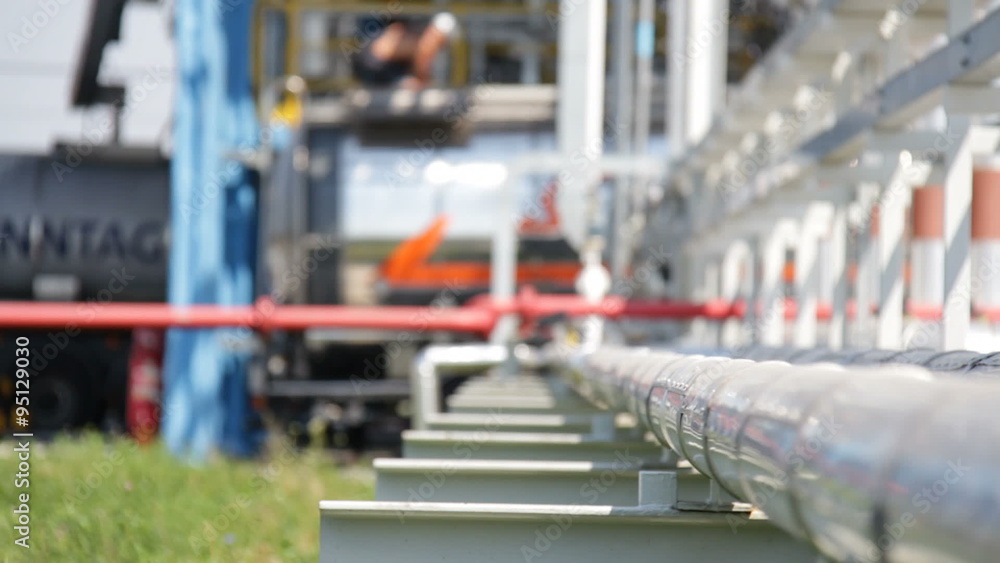Oil distribution centre with refinery pipes Oil distribution centre with refinery pipes