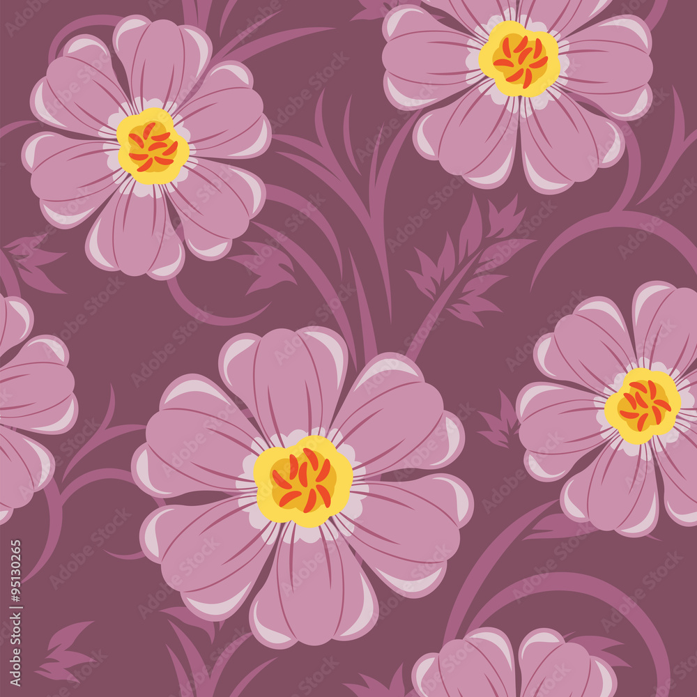 Decorative floral background. Seamless pattern