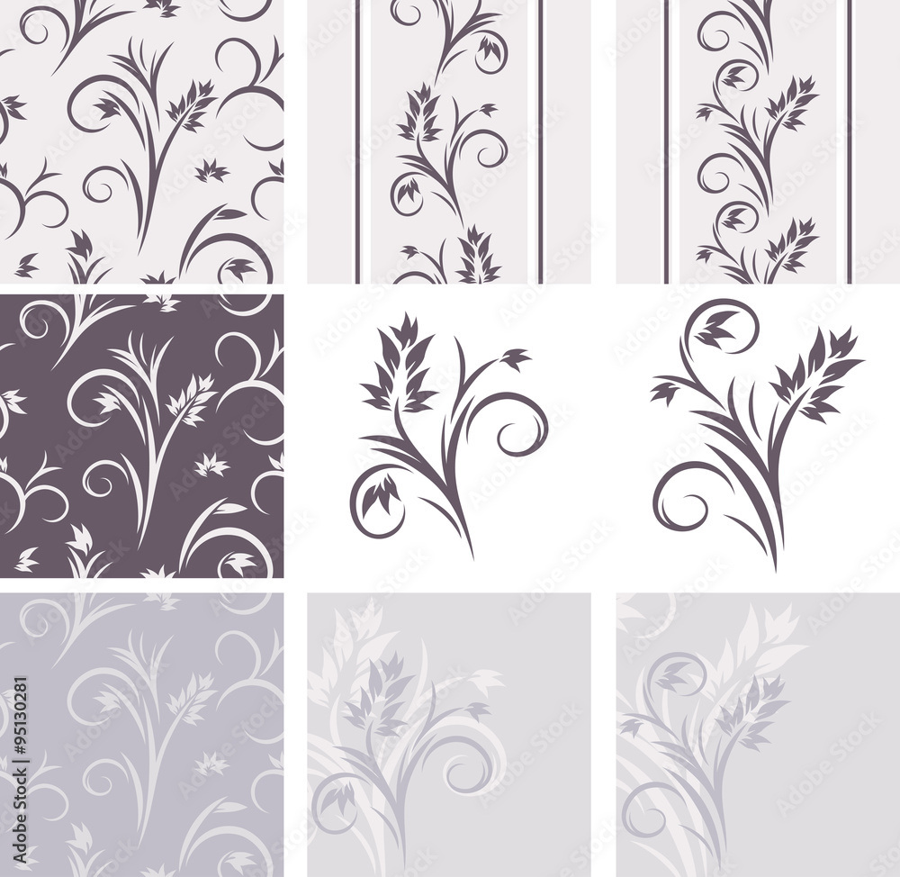 Decorative floral elements for vintage design