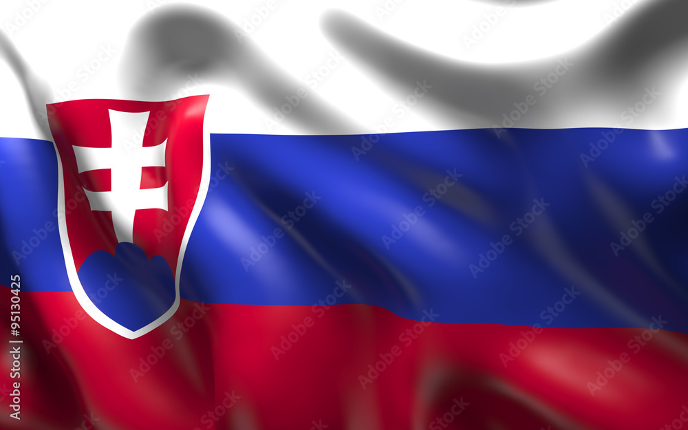  Flag of the Slovakia waving in the wind