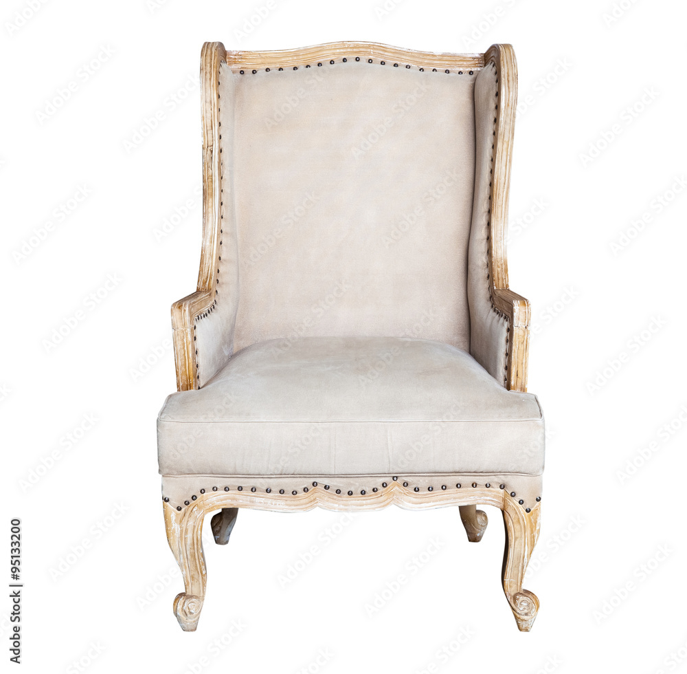 Comfortable classic grey chair isolated Comfortable classic grey chair isolated