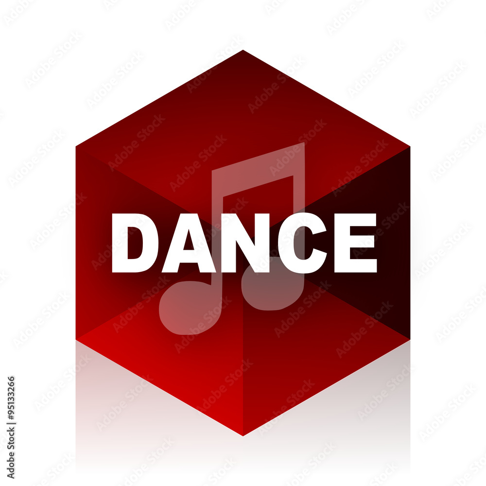 dance music red cube 3d modern design icon on white background dance music red cube 3d modern design icon on white background