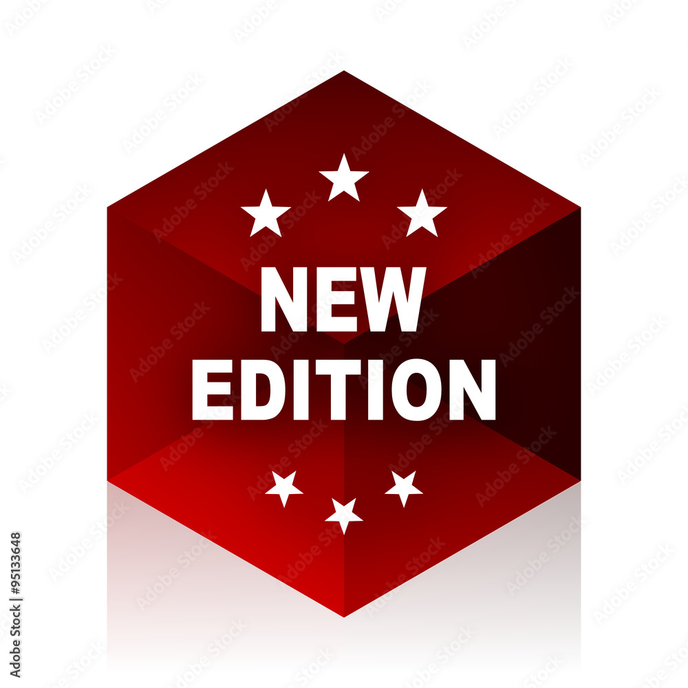new edition red cube 3d modern design icon on white background new edition red cube 3d modern design icon on white background