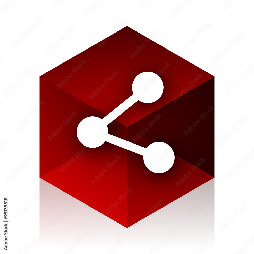 share red cube 3d modern design icon on white background share red cube 3d modern design icon on white background