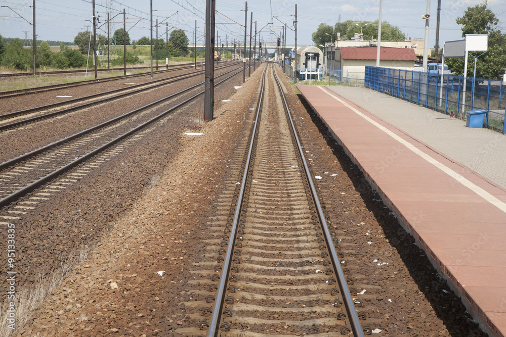 Railroad Track and Station Platform in Poland Railroad Track and Station Platform in Poland