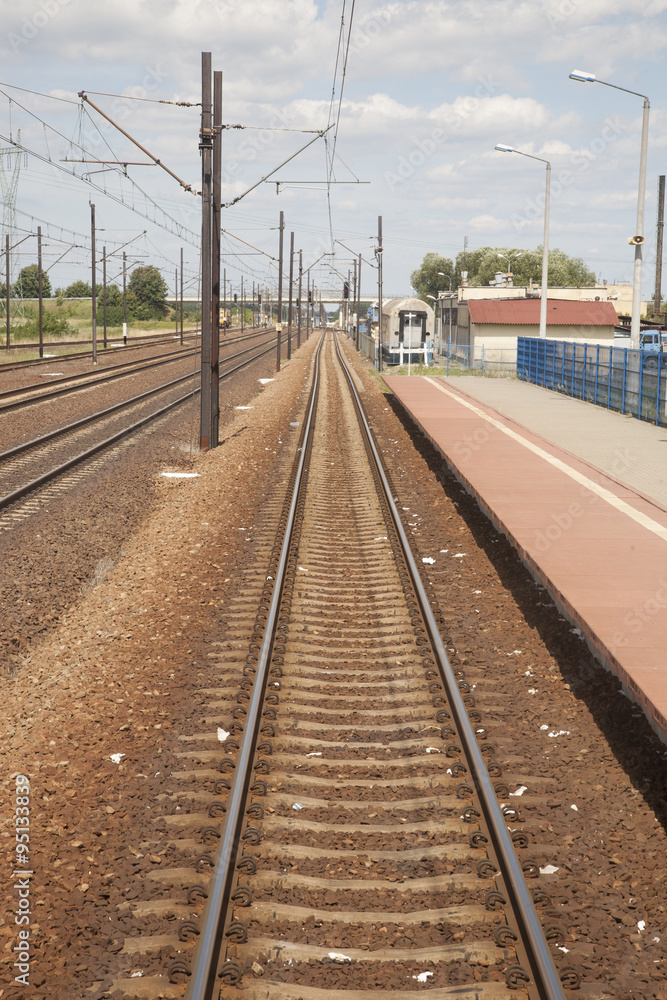 Railroad Track and Station Platform in Poland