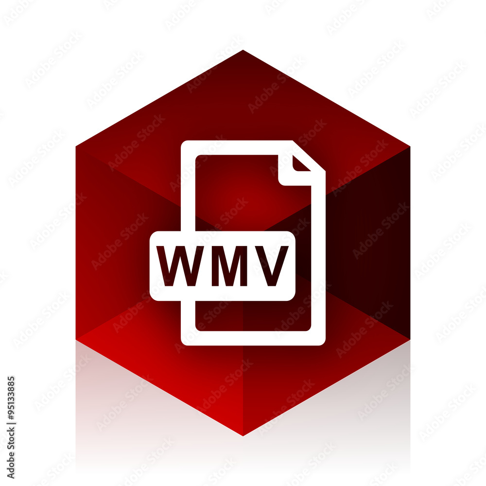 wmv file red cube 3d modern design icon on white background wmv file red cube 3d modern design icon on white background
