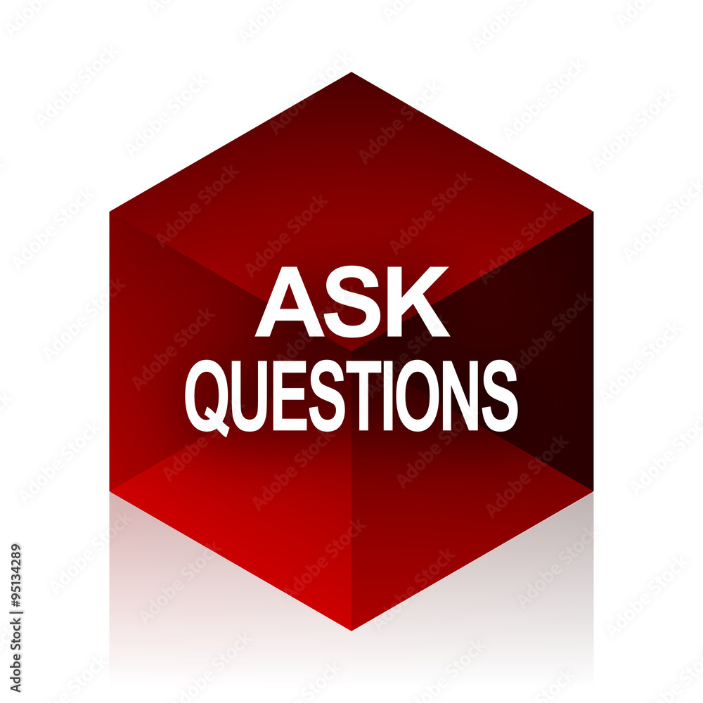 ask questions red cube 3d modern design icon on white background ask questions red cube 3d modern design icon on white background
