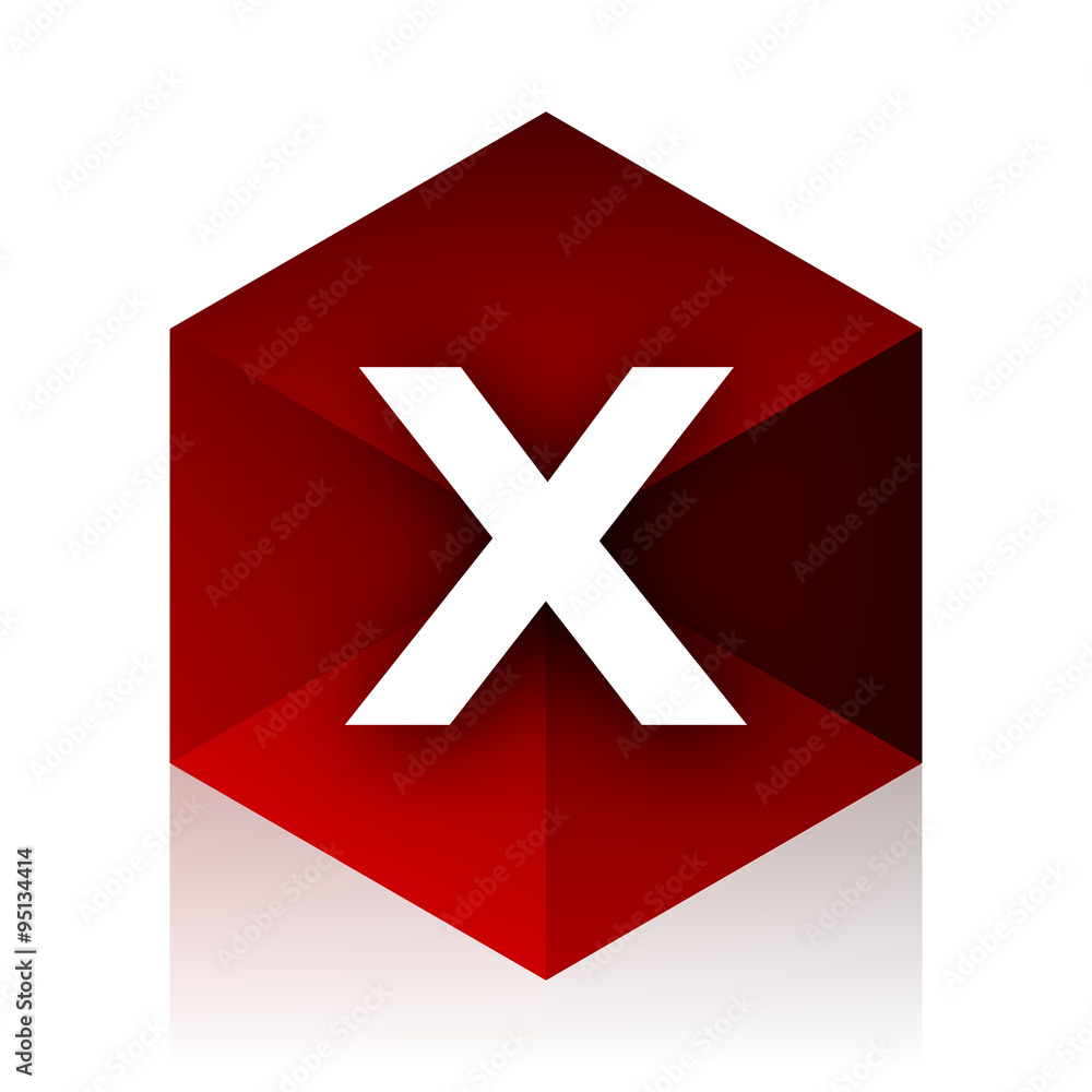 Obraz premium cancel red cube 3d modern design icon on white background