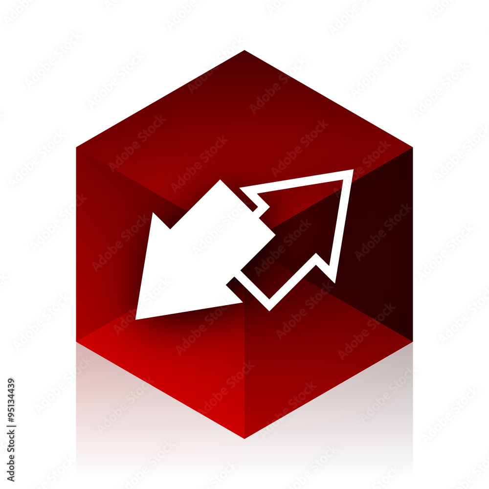 exchange red cube 3d modern design icon on white background exchange red cube 3d modern design icon on white background