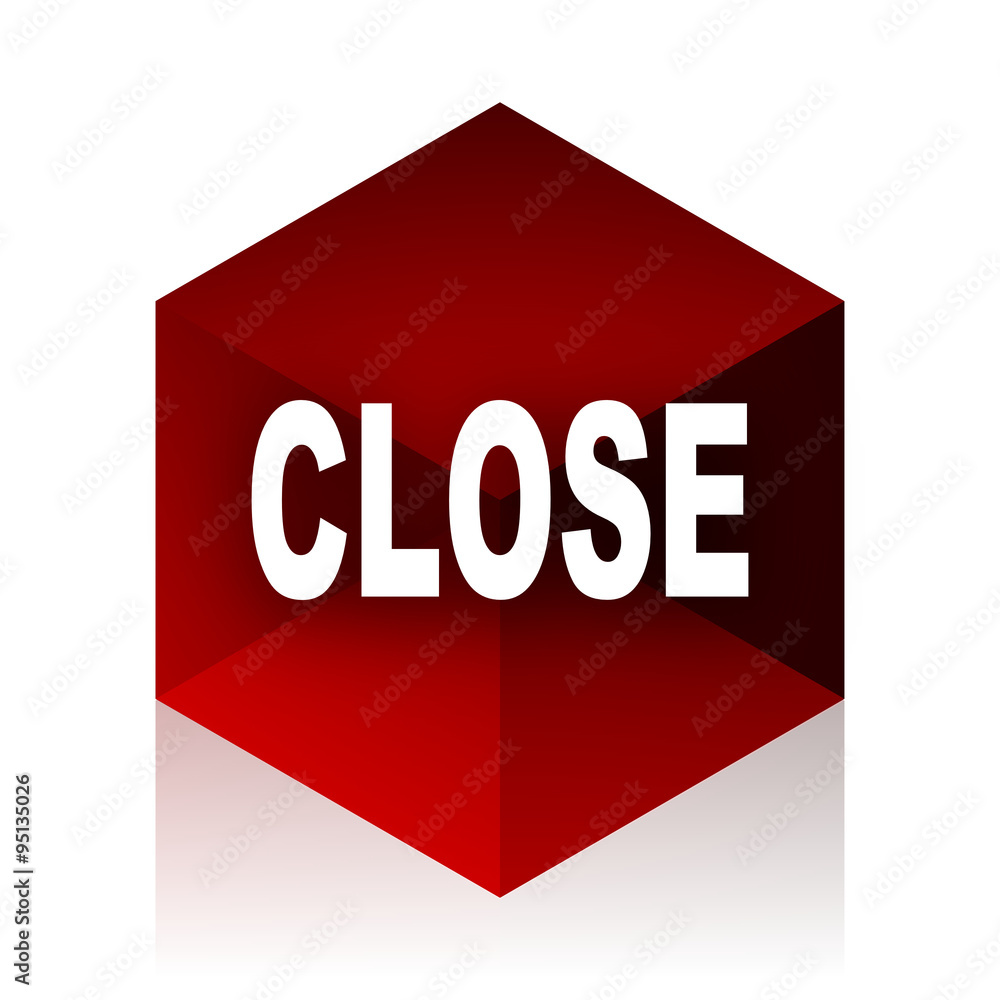 close red cube 3d modern design icon on white background close red cube 3d modern design icon on white background