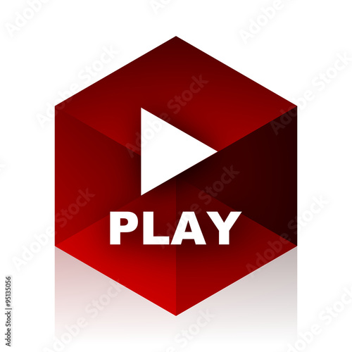 Free Download play red cube 3d modern design icon on white background - GFXLoad