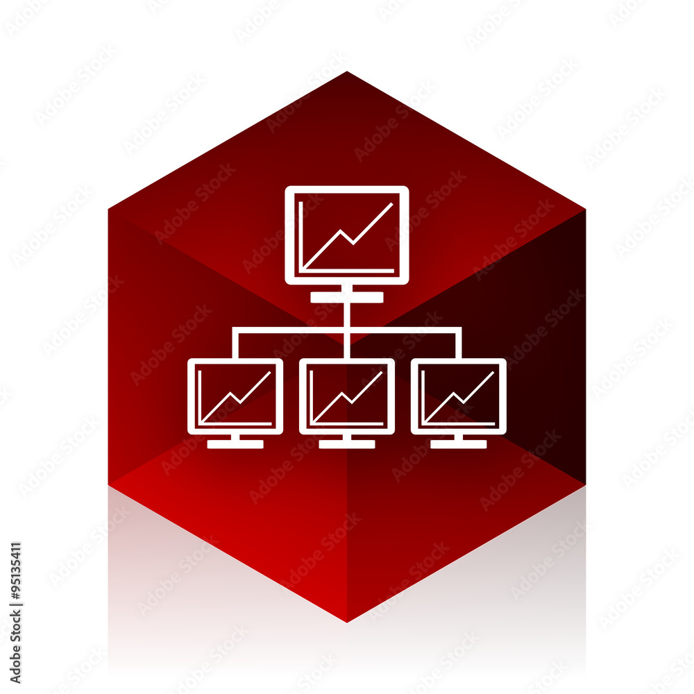 network red cube 3d modern design icon on white background network red cube 3d modern design icon on white background