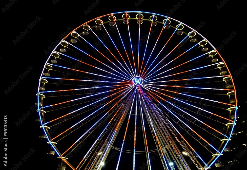 big ferris wheel with night time, in Essen, Germania