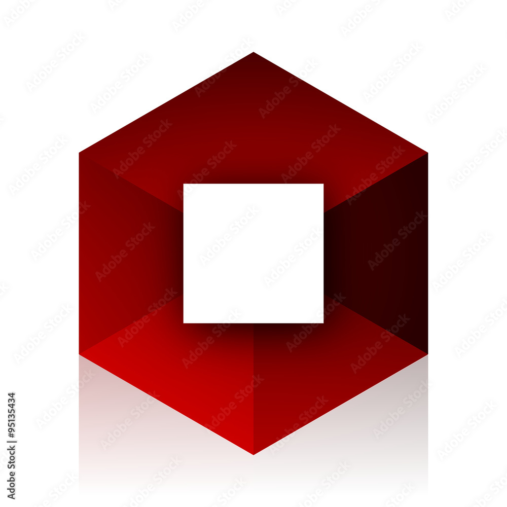 stop red cube 3d modern design icon on white background stop red cube 3d modern design icon on white background