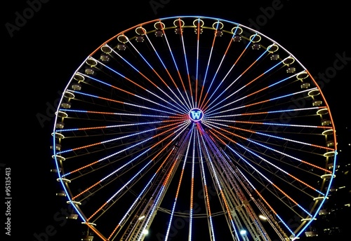 big ferris wheel with night time, in Essen, Germania